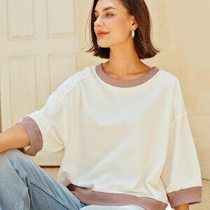 Oversized Elbow Sleeve Crewneck Sweatshirt